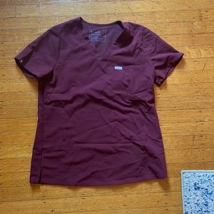 FIGS burgundy small scrub top